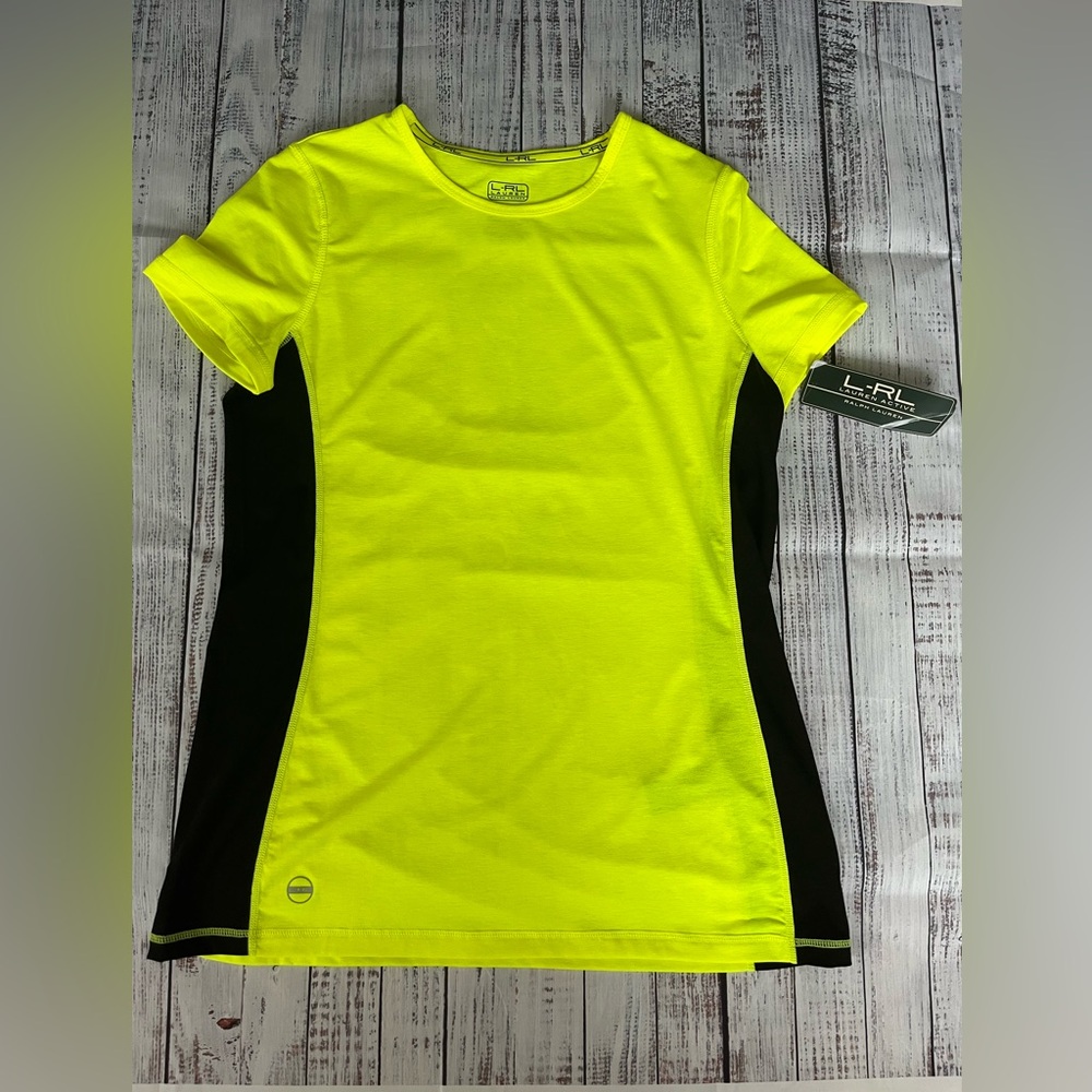 L-RL LAUREN RALPH LAUREN  active top men’s neon/black M NWT